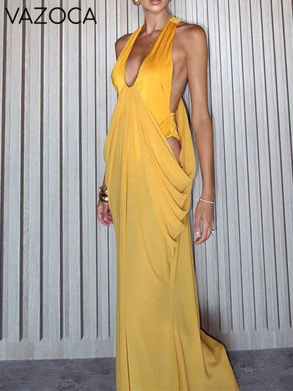 Ruched Sleeveless Maxi Dress