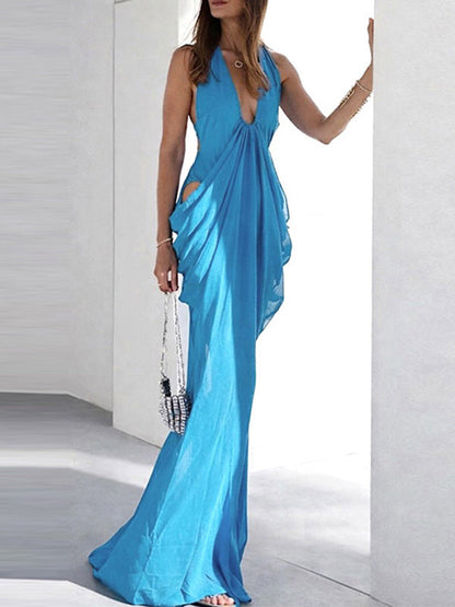 Ruched Sleeveless Maxi Dress