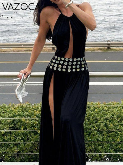 Halter Slit Maxi Dress
