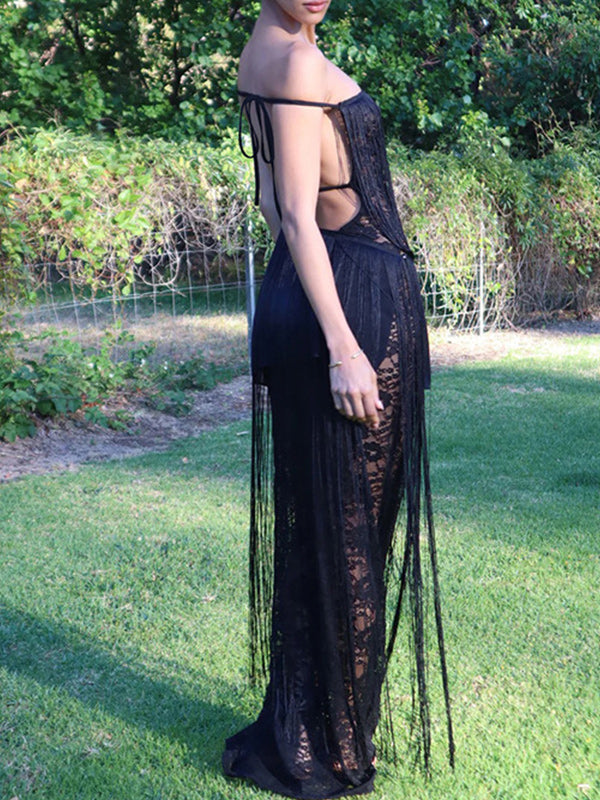 Off-Shoulder Fringe Dress
