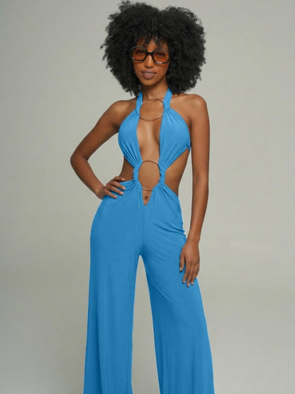 Solid Tied Halter Jumpsuit