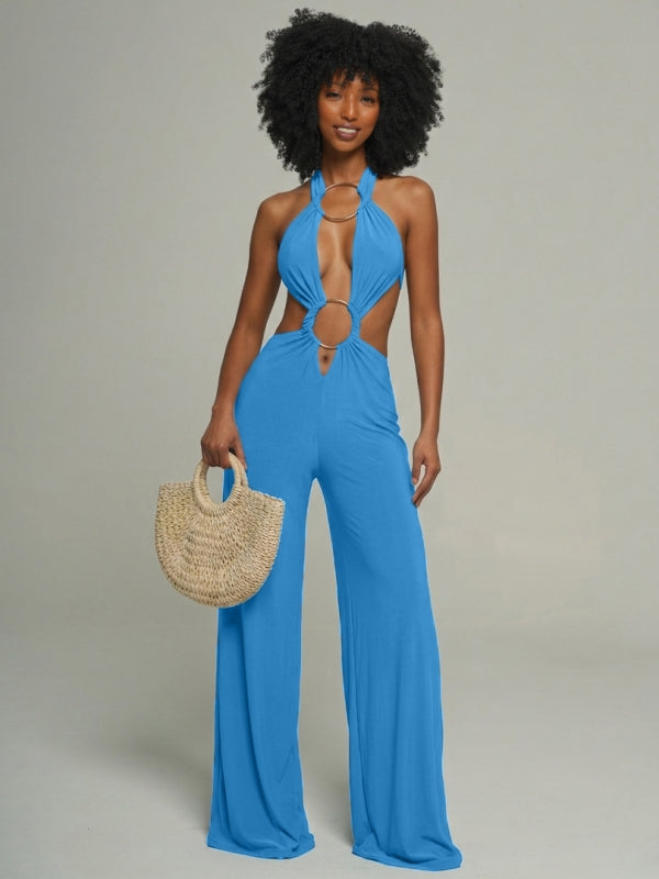 Solid Tied Halter Jumpsuit