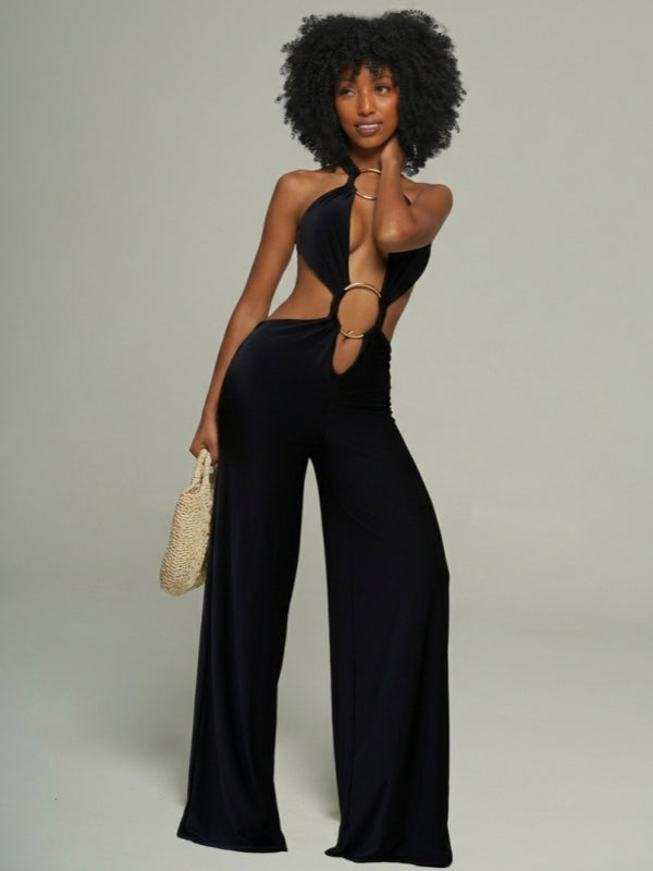 Solid Tied Halter Jumpsuit
