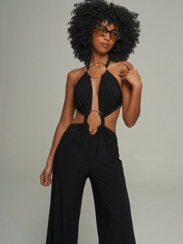 Solid Tied Halter Jumpsuit