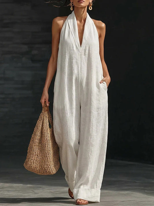 V-Neck Sleeveless Jumpsuit