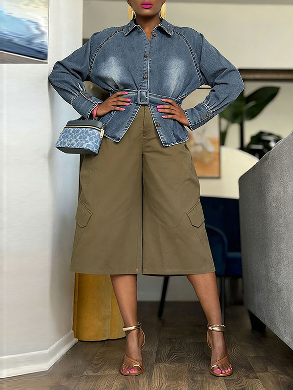 Belted Denim Shirt