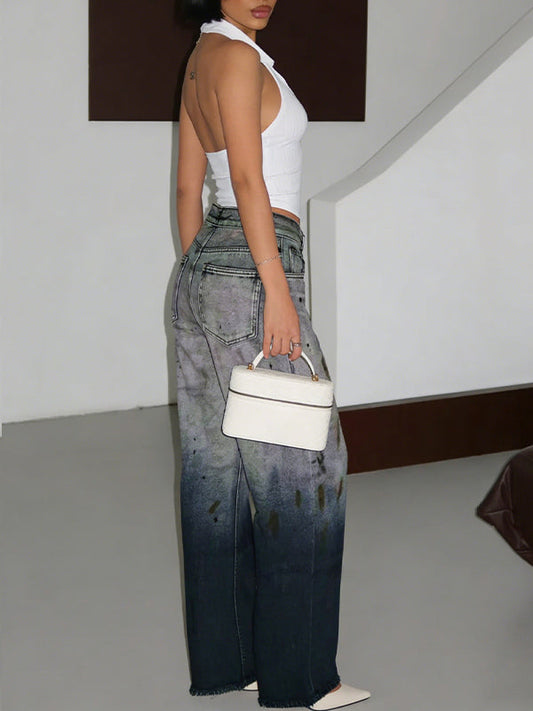 Printed Barrel Jeans