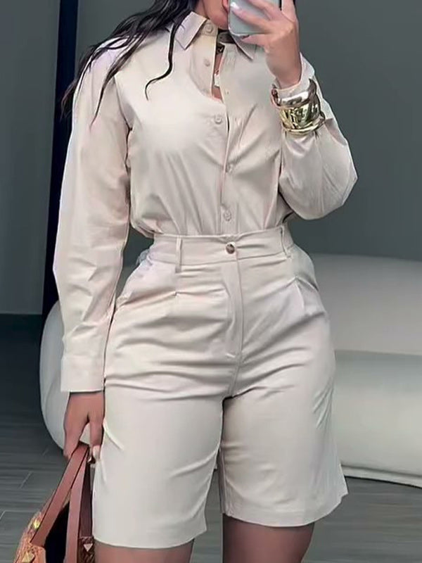 Solid Shirt & Bermuda Shorts Set