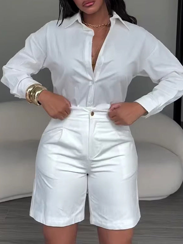 Solid Shirt & Bermuda Shorts Set