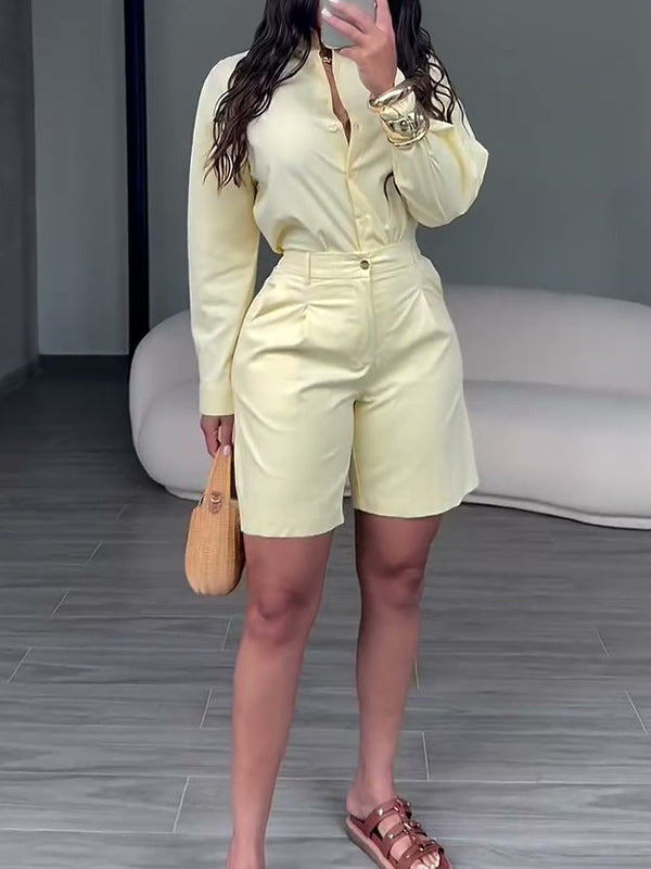 Solid Shirt & Bermuda Shorts Set
