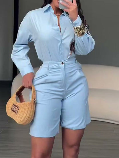 Solid Shirt & Bermuda Shorts Set