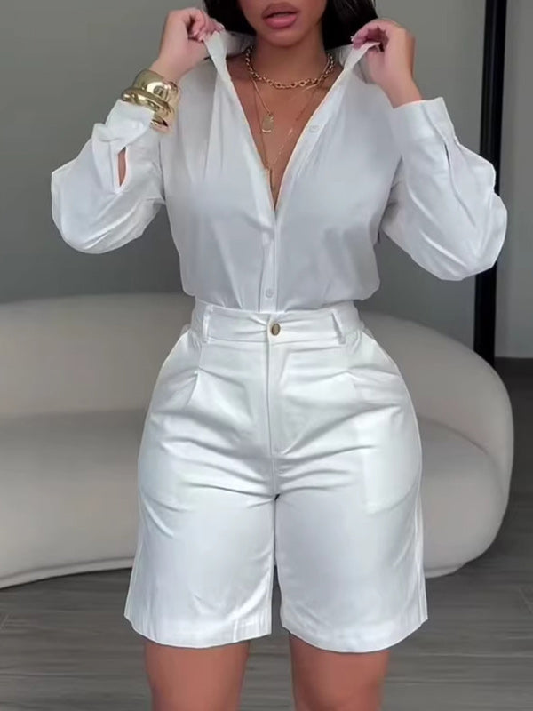 Solid Shirt & Bermuda Shorts Set