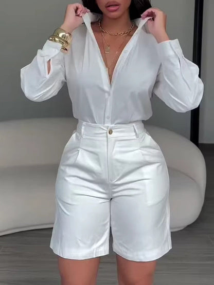 Solid Shirt & Bermuda Shorts Set