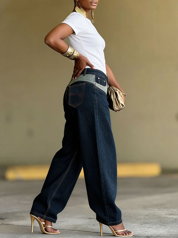 Button-Front Combo Jeans