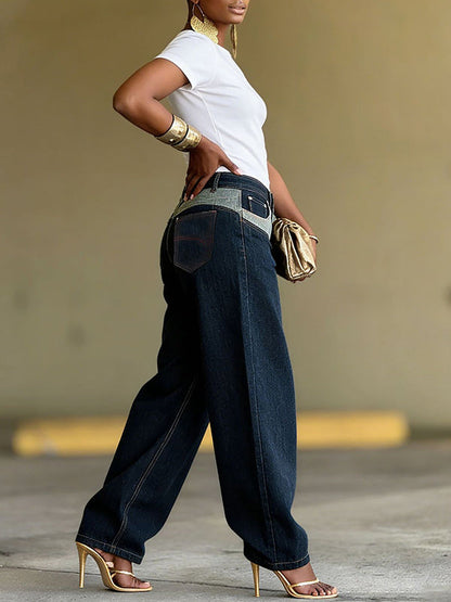 Button-Front Combo Jeans