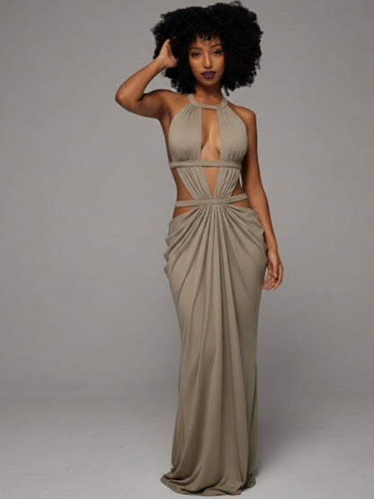 Cutout Halter Maxi Dress