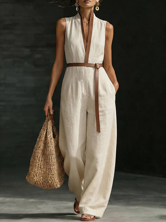 Contrast Sleeveless Jumpsuit
