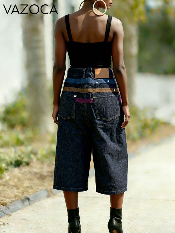 Wide-Leg Combo Cropped Jeans