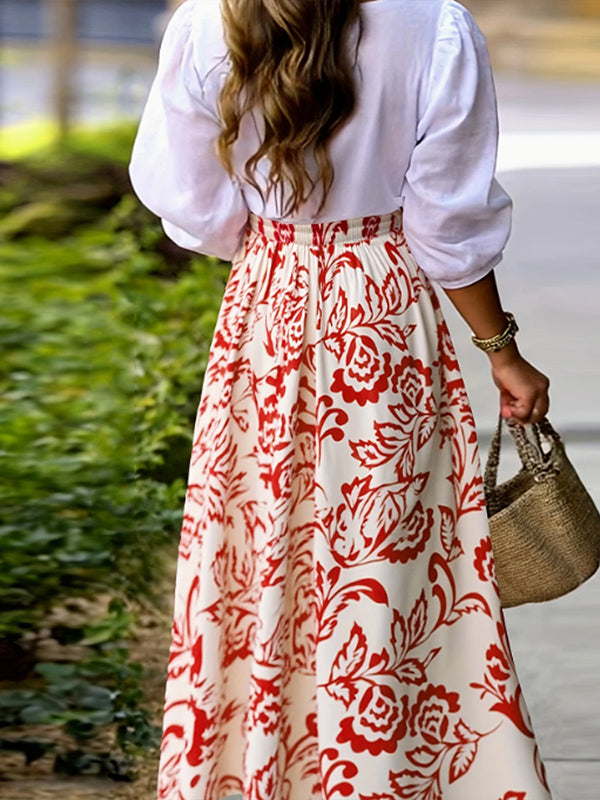 Printed Slit Skirt