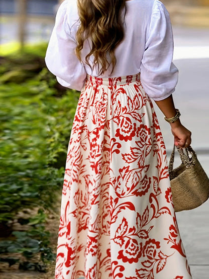 Printed Slit Skirt