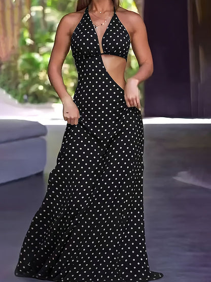 Printed Halter Slit Dress