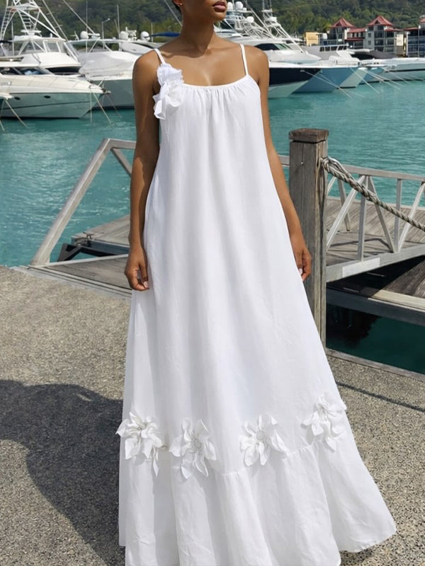Solid Floral Cami Dress