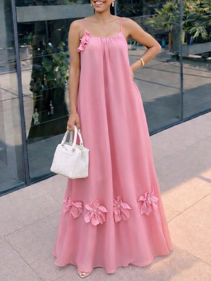 Solid Floral Cami Dress