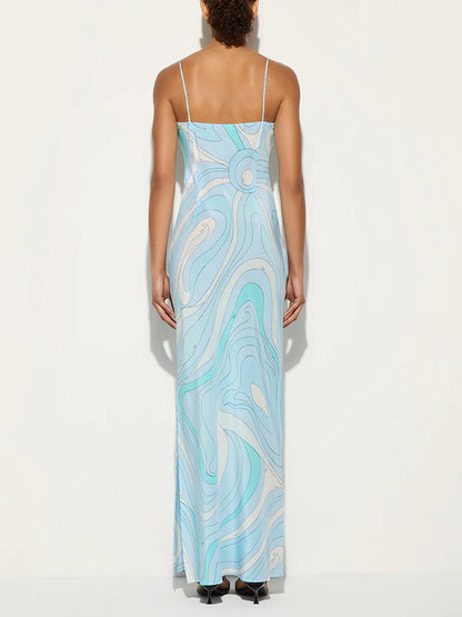 Printed Slit Cami Dress