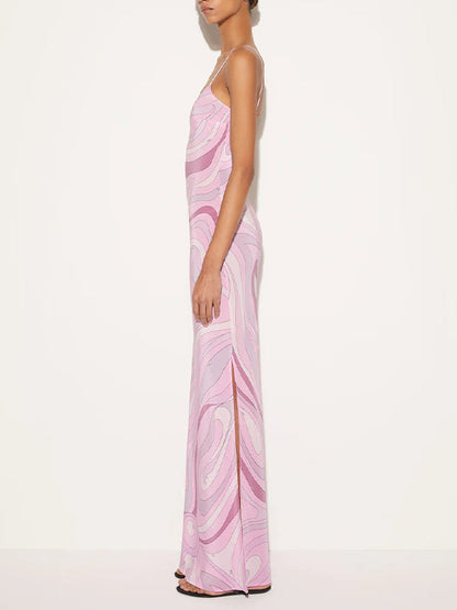 Printed Slit Cami Dress