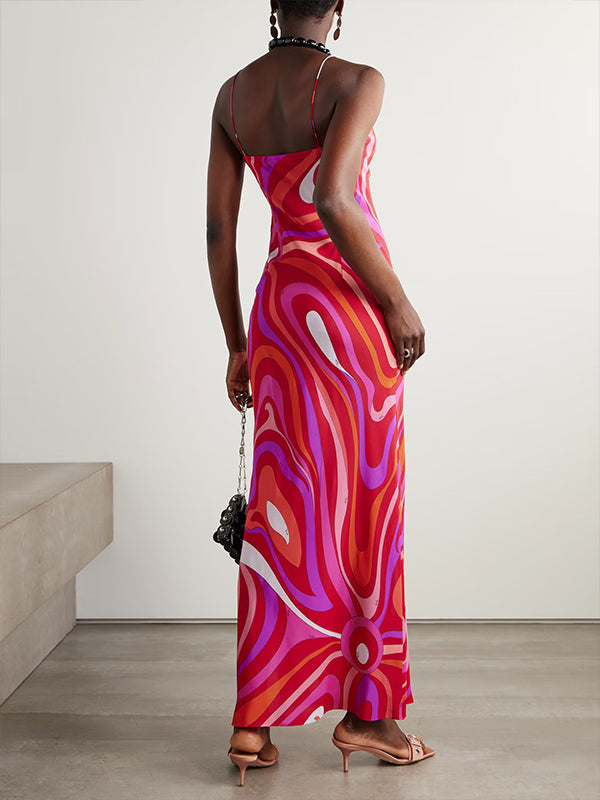 Printed Slit Cami Dress