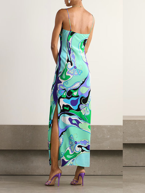 Printed Slit Cami Dress
