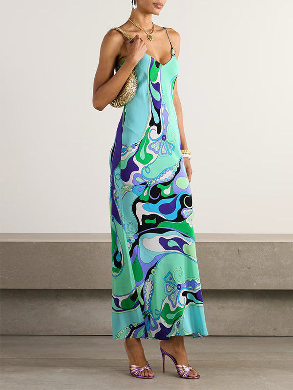 Printed Slit Cami Dress