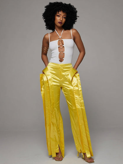 Ruffle Straight Pants