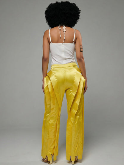 Ruffle Straight Pants