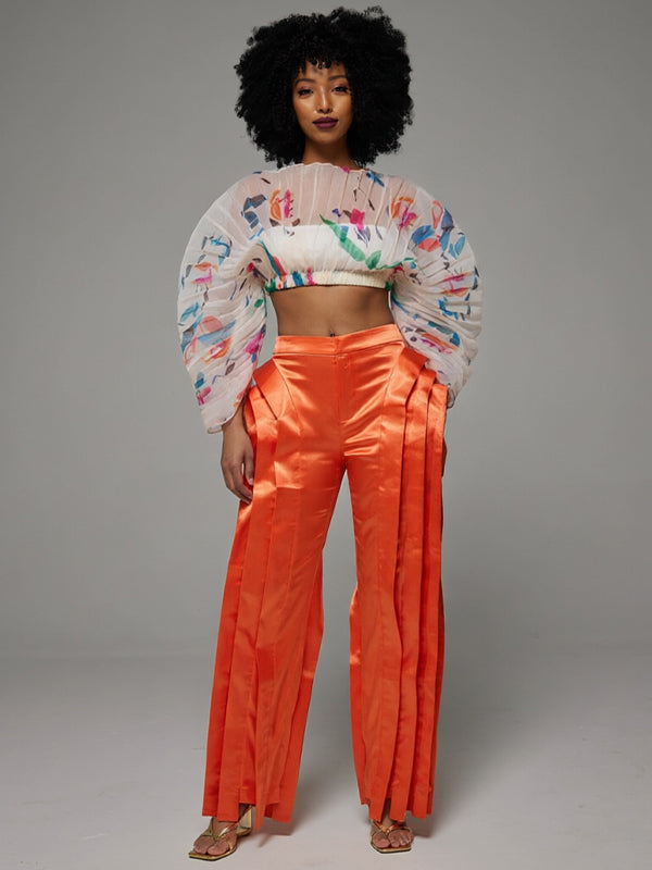 Ruffle Straight Pants