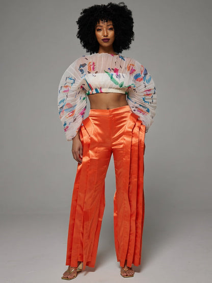 Ruffle Straight Pants