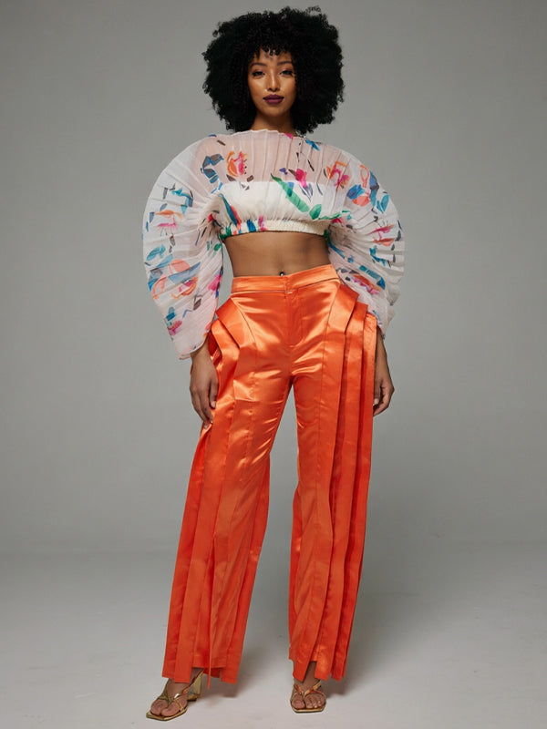 Ruffle Straight Pants