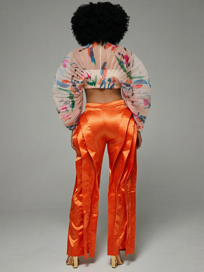 Ruffle Straight Pants