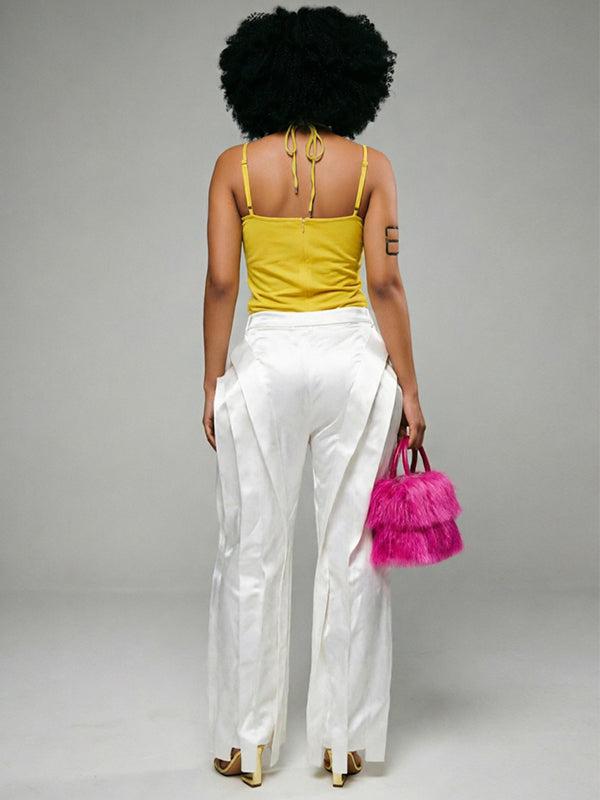 Ruffle Straight Pants