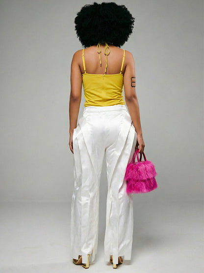 Ruffle Straight Pants