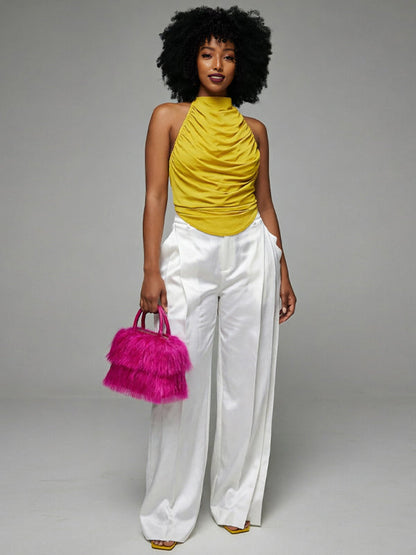Ruffle Straight Pants