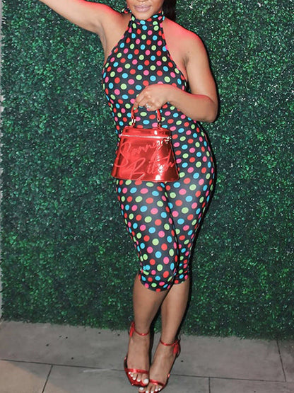 Multicolor Dot Halter Jumpsuit