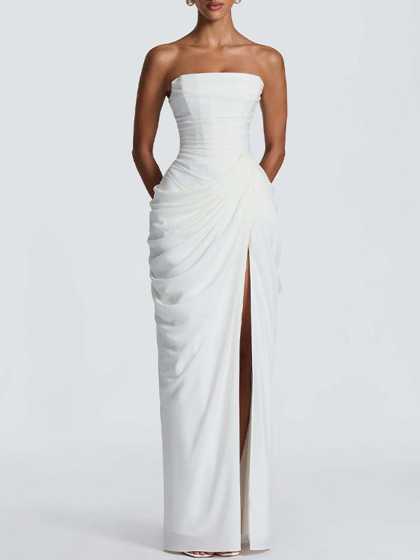 Strapless Slit Maxi Dress