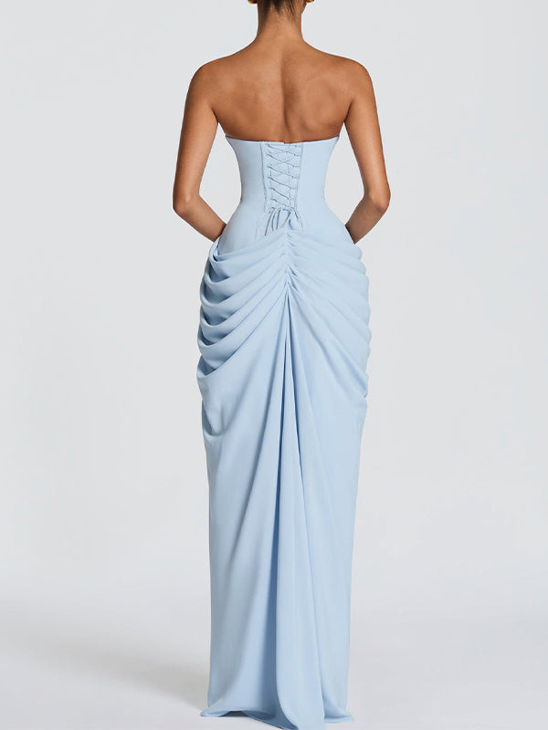 Strapless Slit Maxi Dress