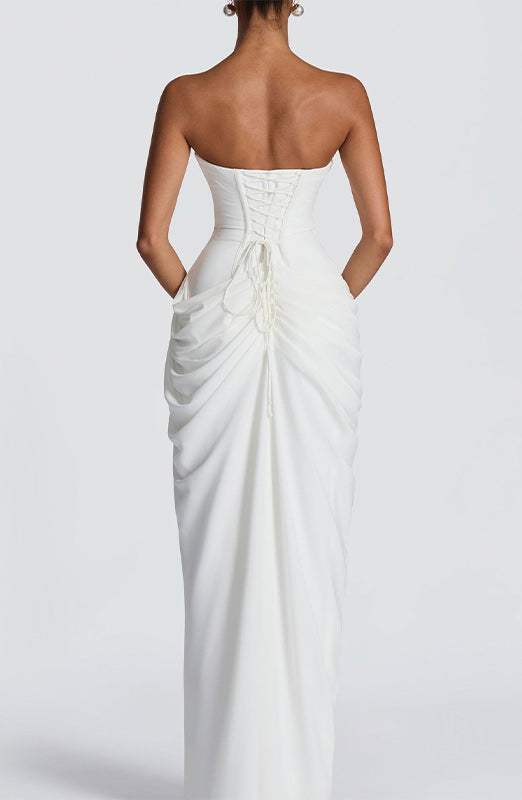 Strapless Slit Maxi Dress