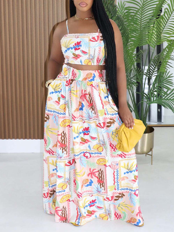 Printed Cami Top & Skirt Set