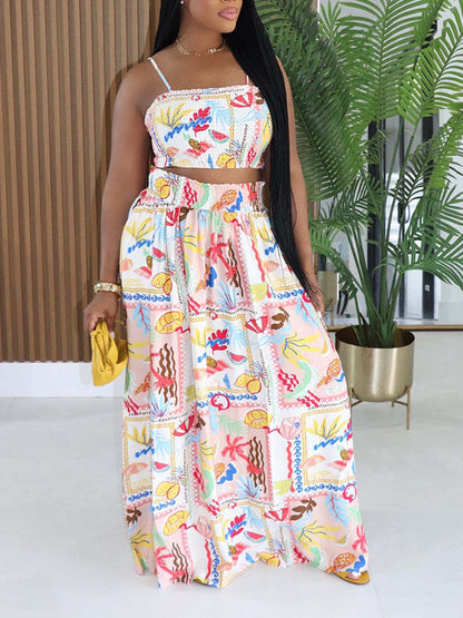Printed Cami Top & Skirt Set