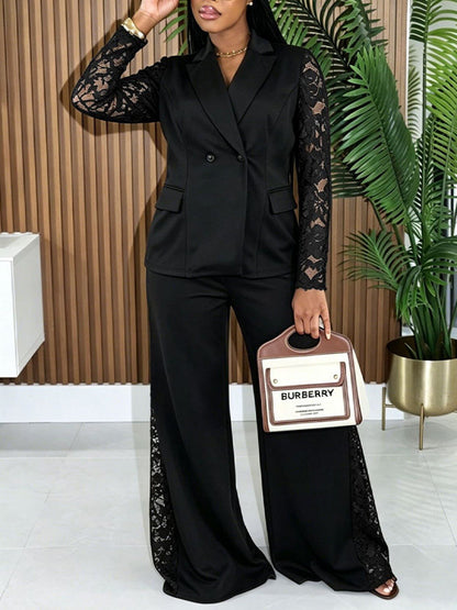 Lace Combo Blazer & Pants Set