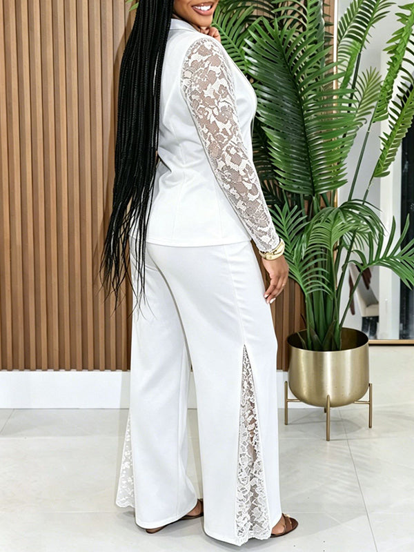 Lace Combo Blazer & Pants Set