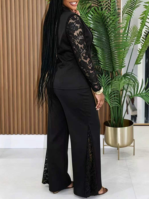 Lace Combo Blazer & Pants Set